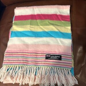 Colorful ivory and Soft Pastel Striped Cashmere Scarf